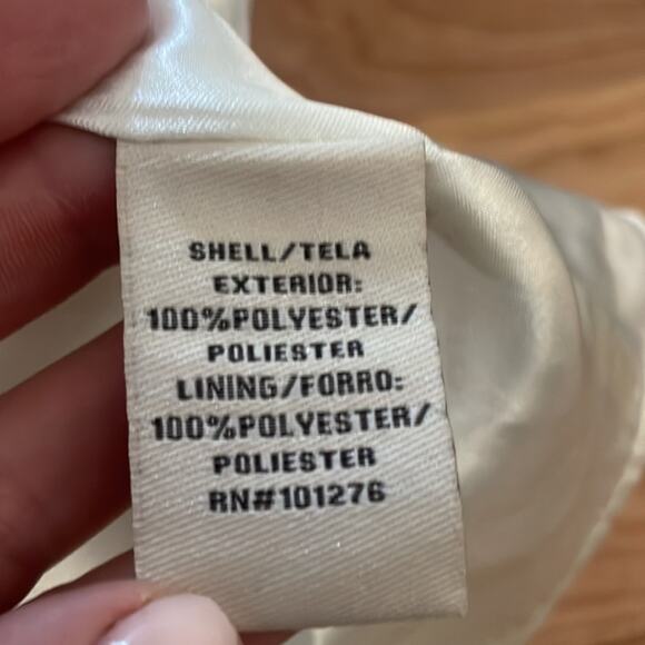 ECI dotted dress square neck split sleeve silky black trim size 4 - Picture 7 of 7